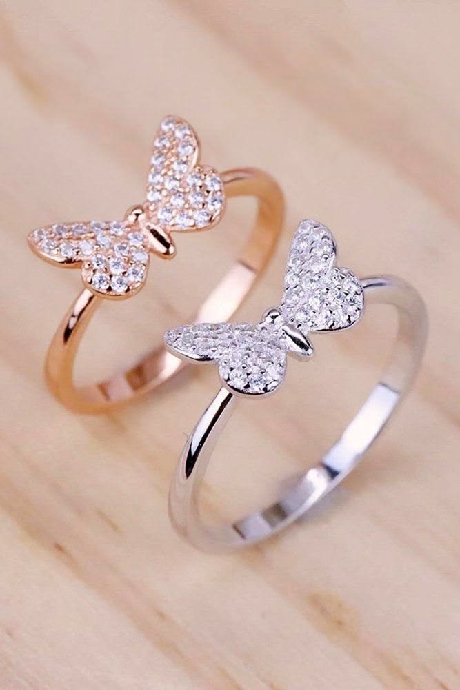 🦋 Butterfly Crystal Adjustable Ring