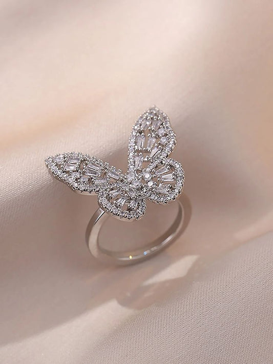 🦋 Butterfly Crystal Adjustable Ring