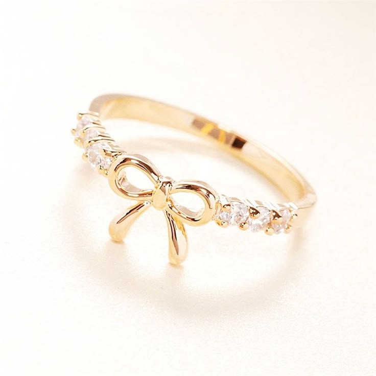🎀 Dainty Gold Bow Ring